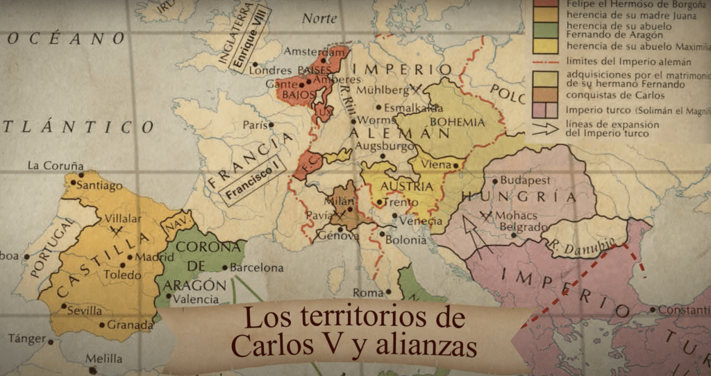 Los territorios de Carlos V y sus alianzas